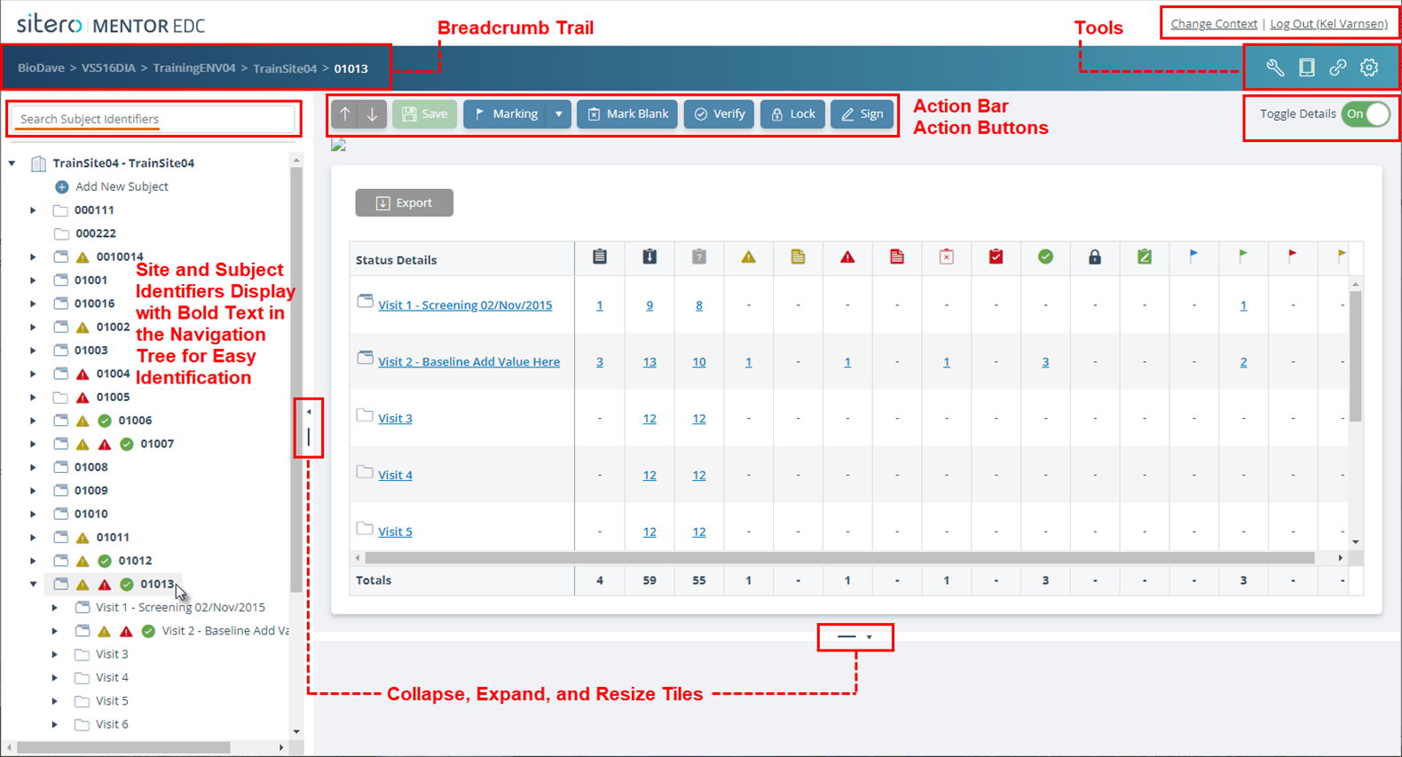 EDC Home Page Navigation - Toggle On Example