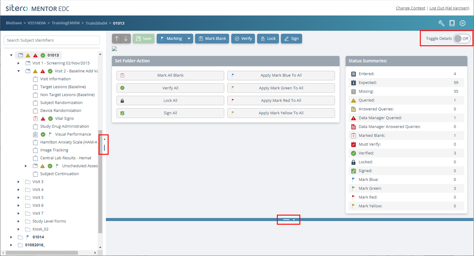 EDC Home Page Navigation - Toggle Off Example