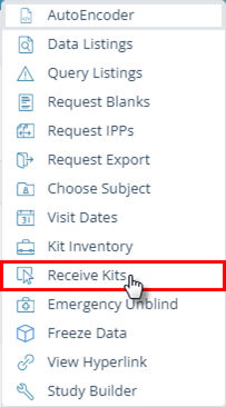 EDC-Receive Kits Menu Option