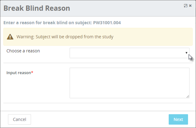 Select a Reason