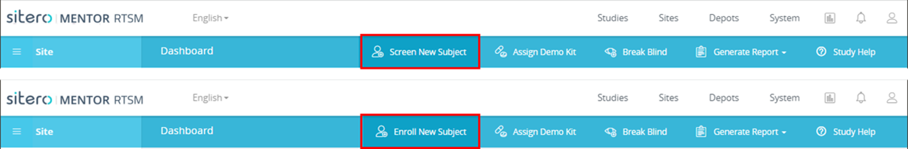RTSM-Screen Subject from Dashboard