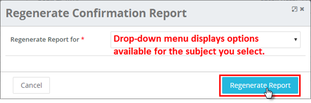 Confirm Regenerate Report