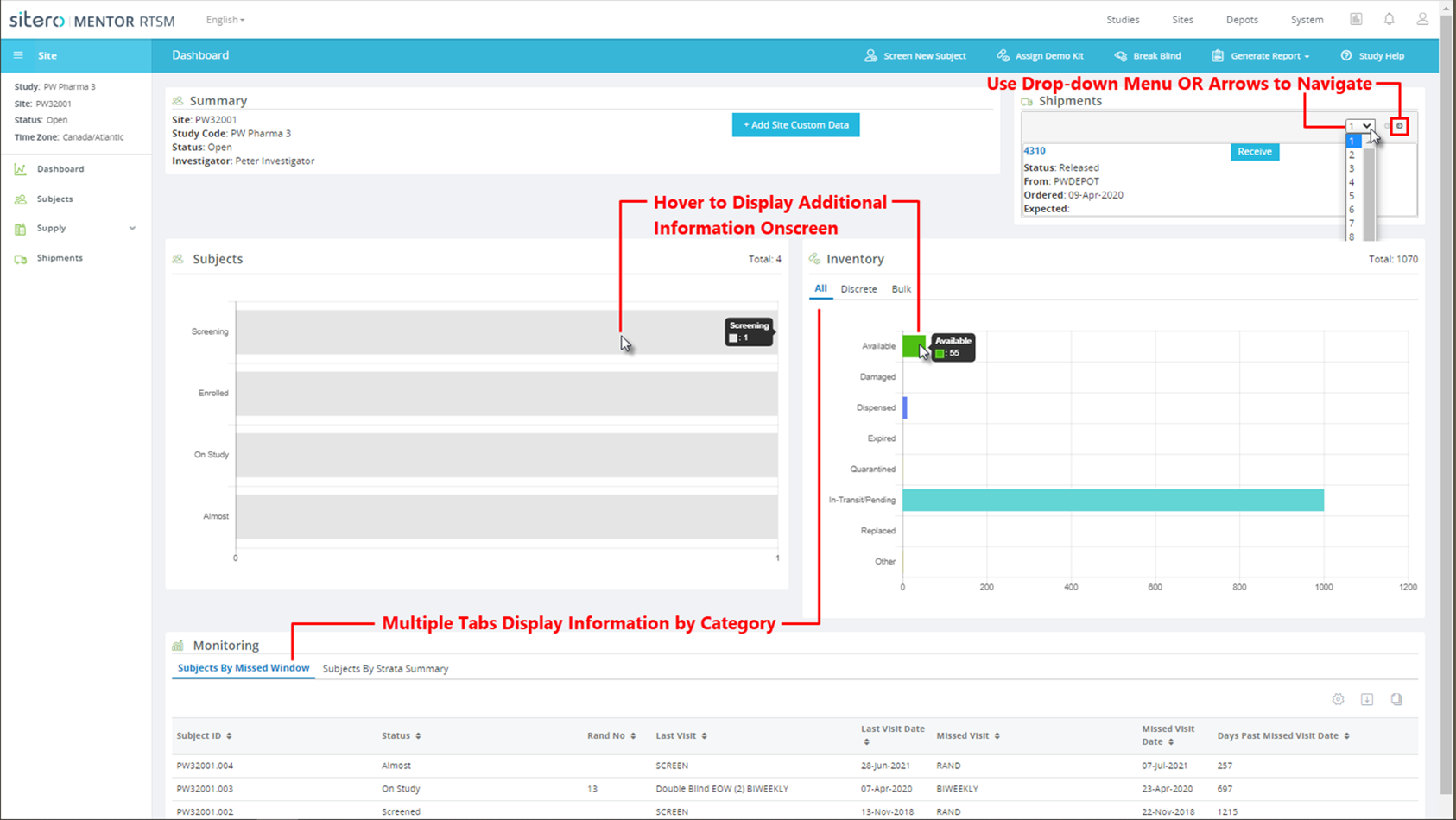 RTSM-Sites-Description of Screen
