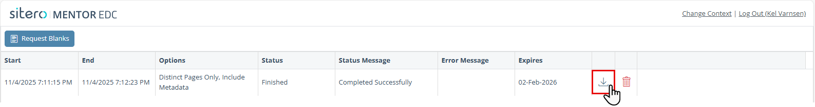EDC-Request Blanks Download File Example