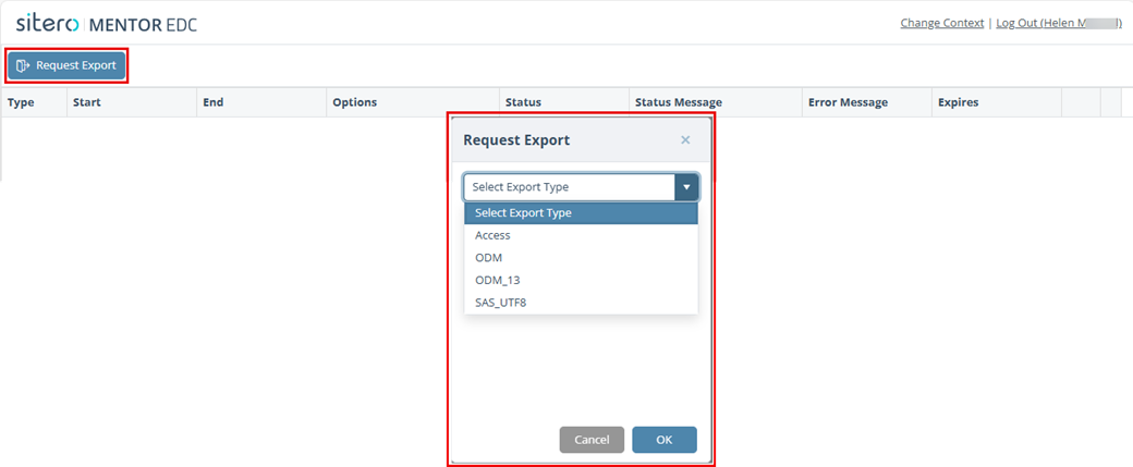EDC-RequestExportScreen