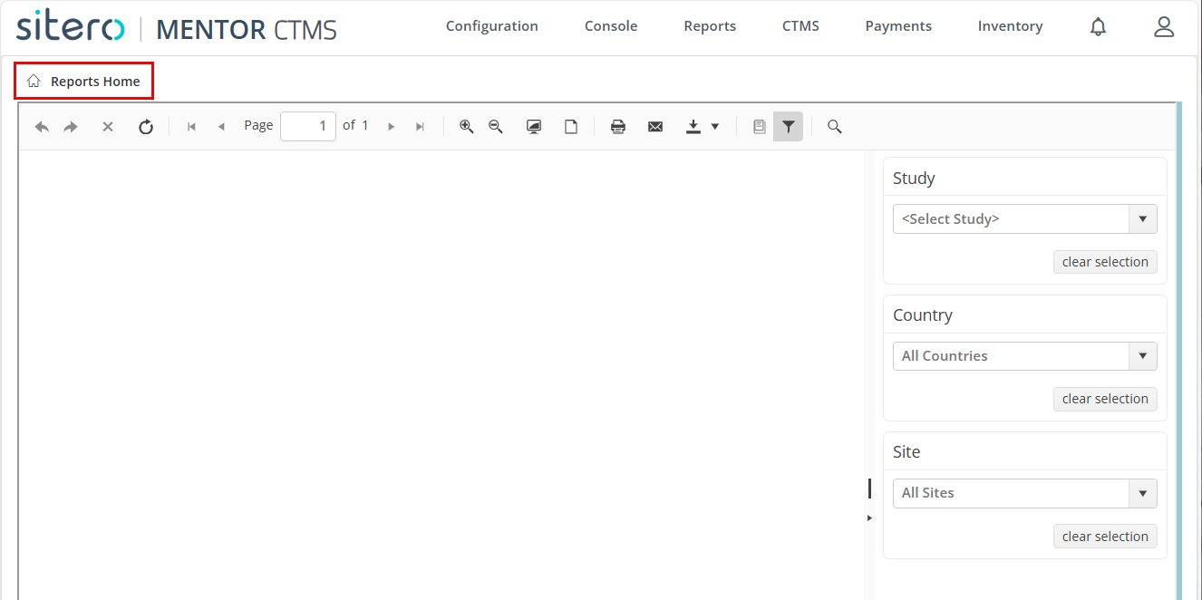 CTMS-ReportsHomeScreen