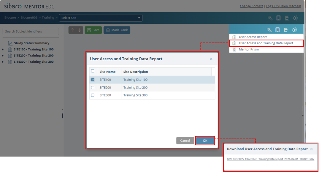 EDC-UserAccessTrainingDataReport