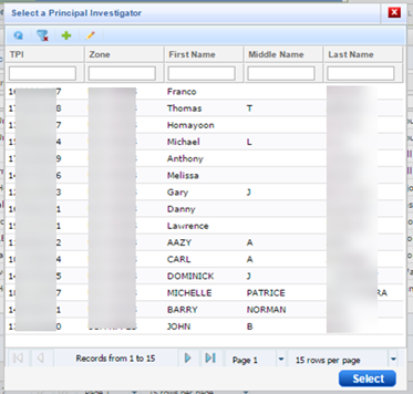 SelectPrincipalInvestigator